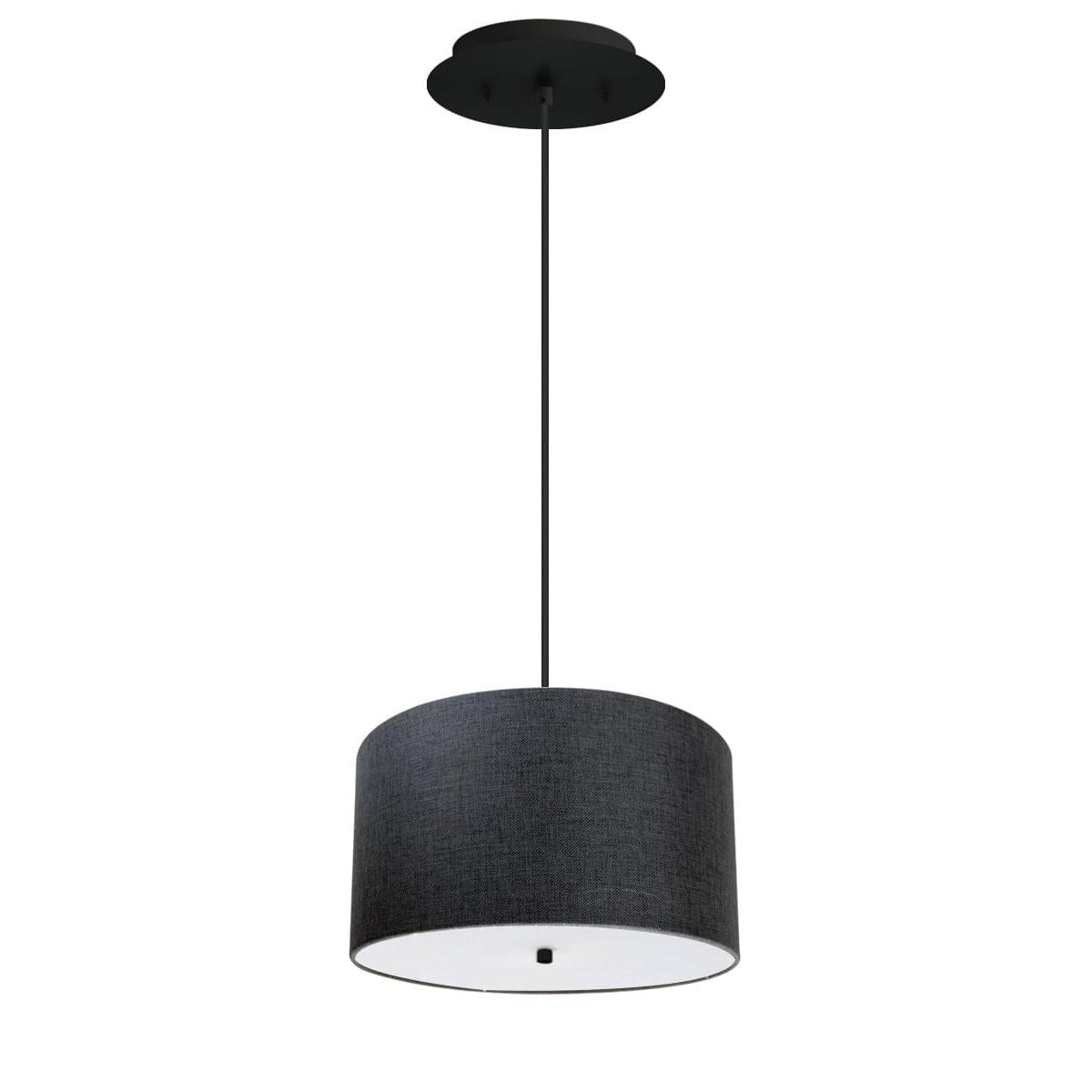 18" W 2 Light Pendant Granite Gray Shade with Diffuser, Black Cord