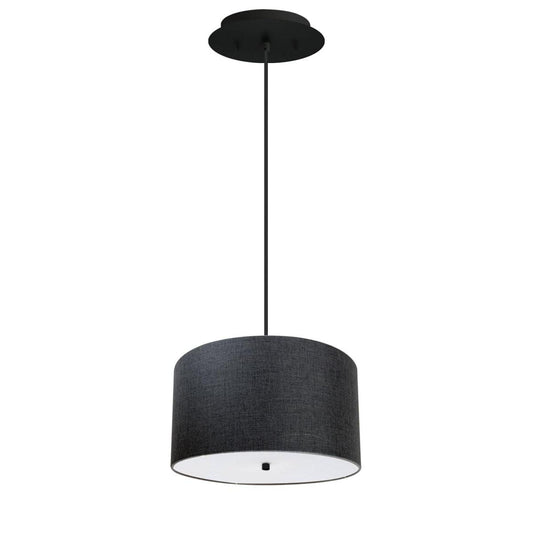 18" W 2 Light Pendant Granite Gray Shade with Diffuser, Black Cord