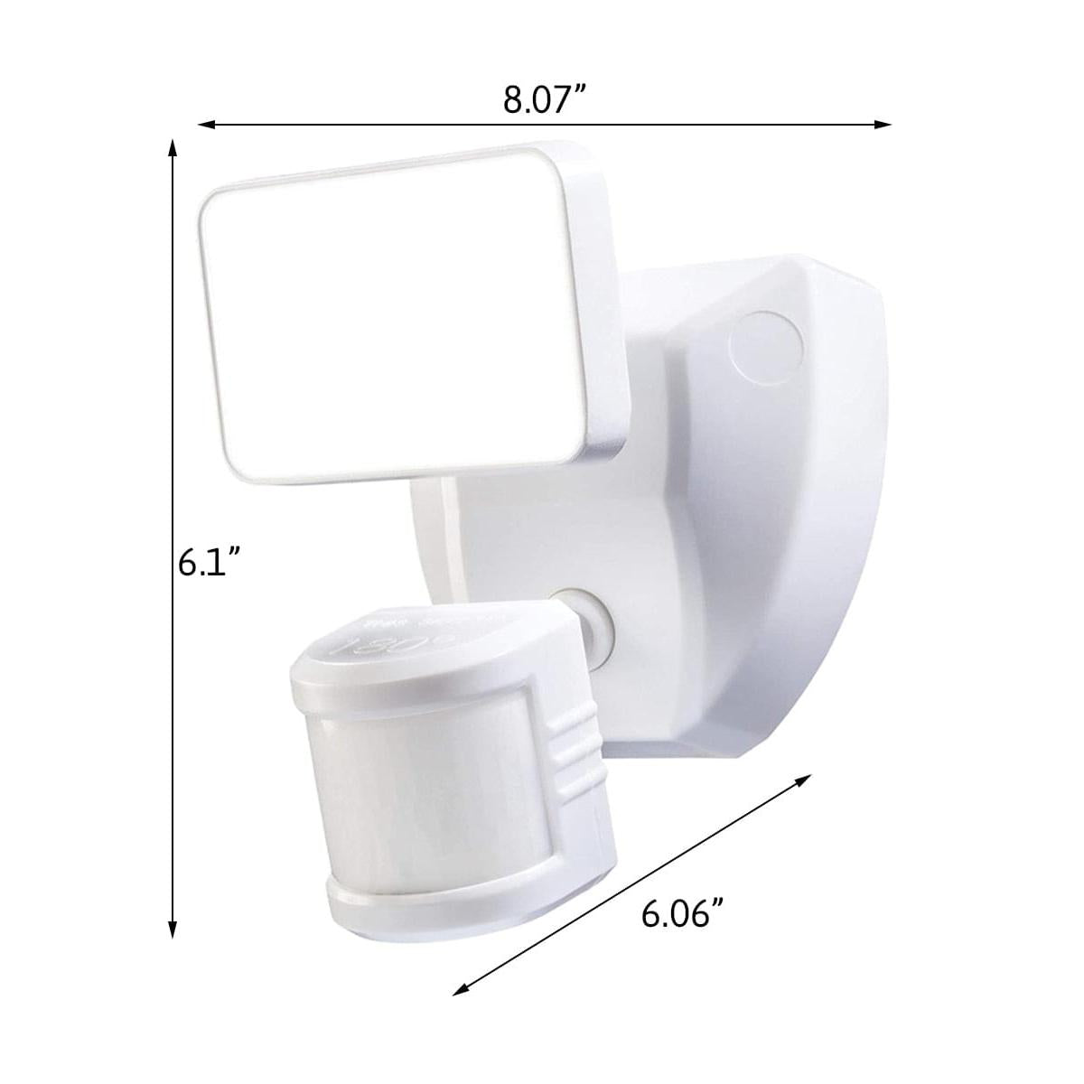 180 Degree LED Motion Sensor and Voice Activated Outdoor Security Flood Light White Finish, 6"H