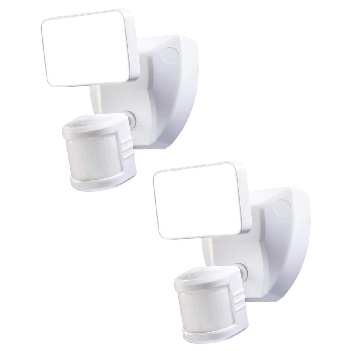 180 Degree LED Motion Sensor and Voice Activated Outdoor Security Flood Light White Finish, 6"H
