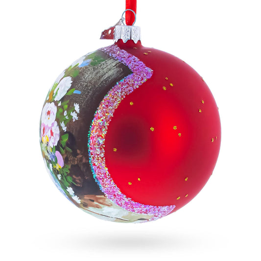 1866 'Spring Bouquet' by Pierre Auguste Renoir Glass Ball Christmas Ornament 4 Inches