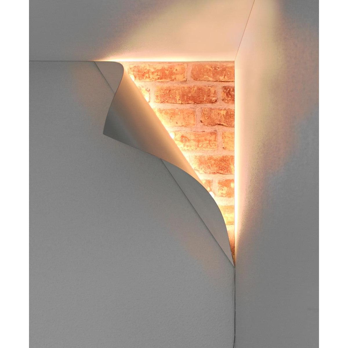18"H Big Reveal LED Corner Light White Curved Metal