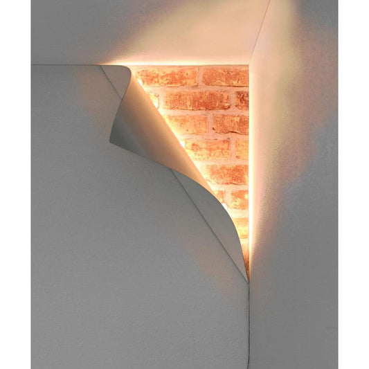 18"H Big Reveal LED Corner Light White Curved Metal