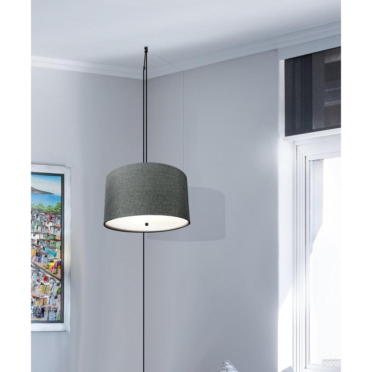 18"W 2 Light Swag Plug-In Pendant  Granite Gray with Diffuser Black Cord