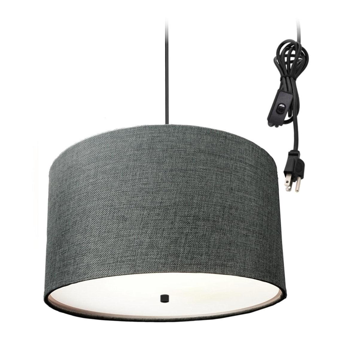 18"W 2 Light Swag Plug-In Pendant  Granite Gray with Diffuser Black Cord