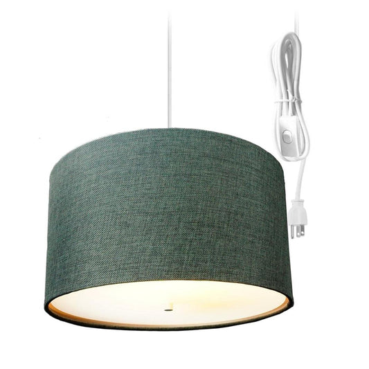 18"W 2 Light Swag Plug-In Pendant  Granite Gray with Diffuser White Cord