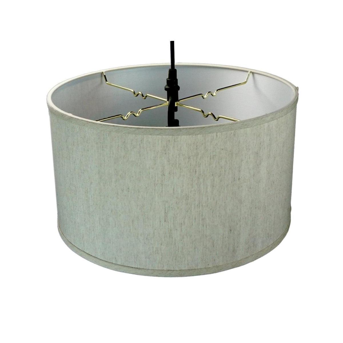 18"W 2 Light Swag Plug-In Pendant  Textured Oatmeal with Diffuser Black Cord