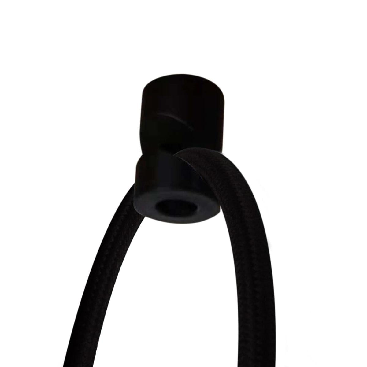 18"W 2 Light Swag Plug-In Pendant  Textured Oatmeal with Diffuser Black Cord