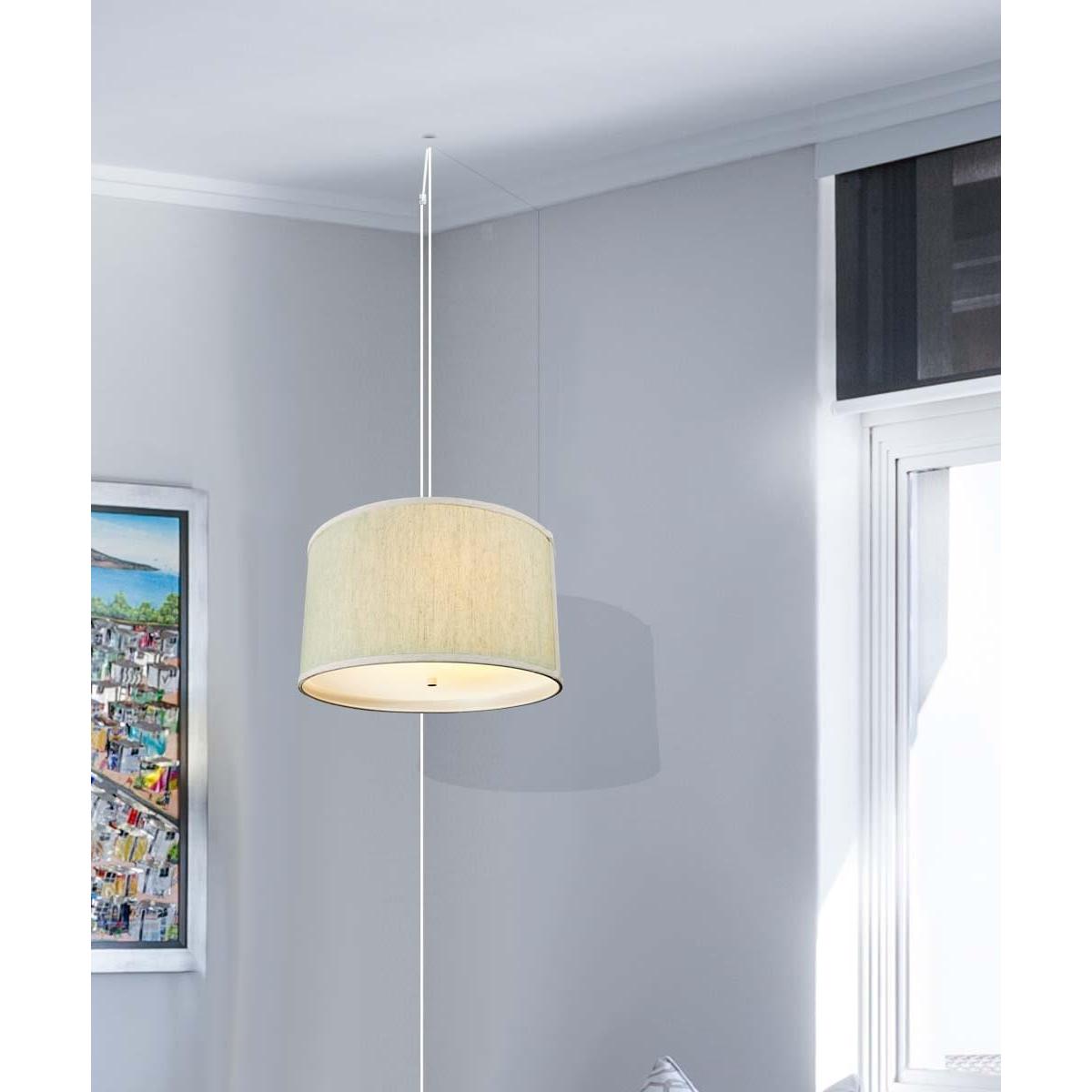 18"W 2 Light Swag Plug-In Pendant  Textured Oatmeal with Diffuser White Cord