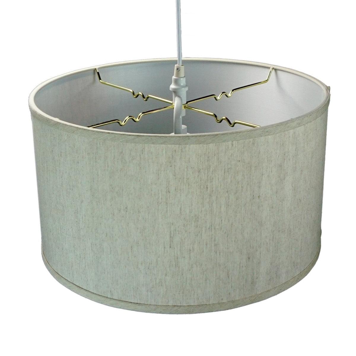 18"W 2 Light Swag Plug-In Pendant  Textured Oatmeal with Diffuser White Cord