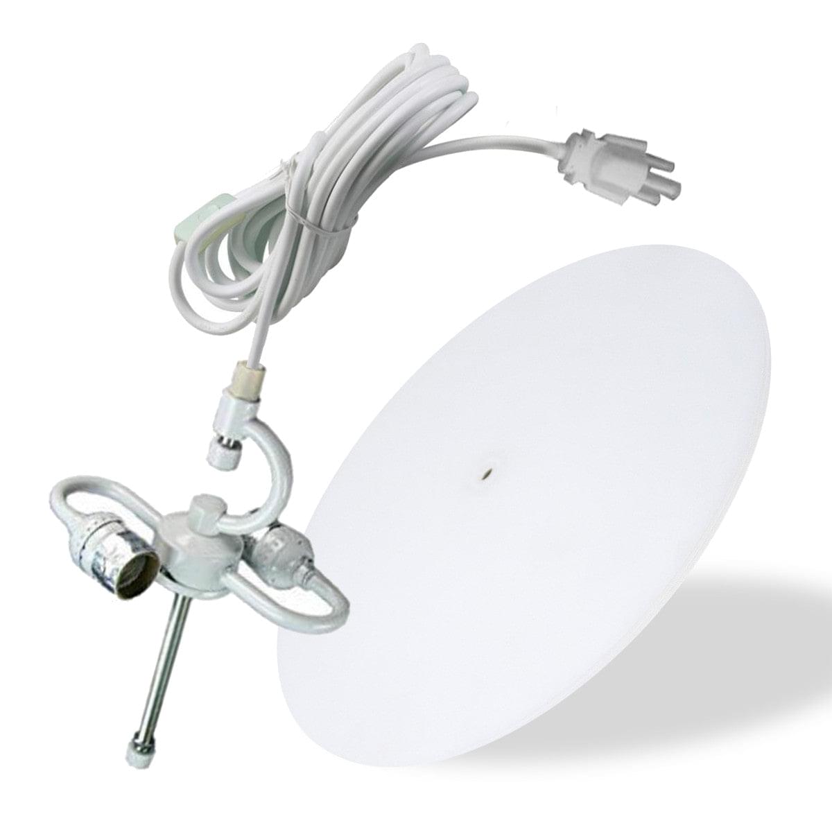 18"W 2 Light Swag Plug-In Pendant  Textured Oatmeal with Diffuser White Cord
