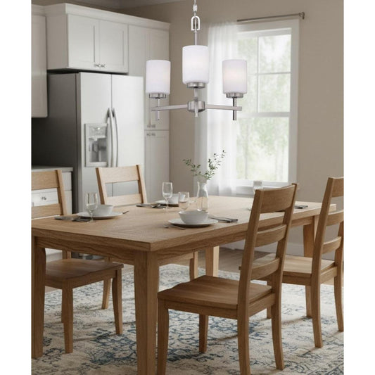 18"W 3-Light LED Chandelier Light Fixture Brushed Nickel Finish with Frosted Opal Glass Shades