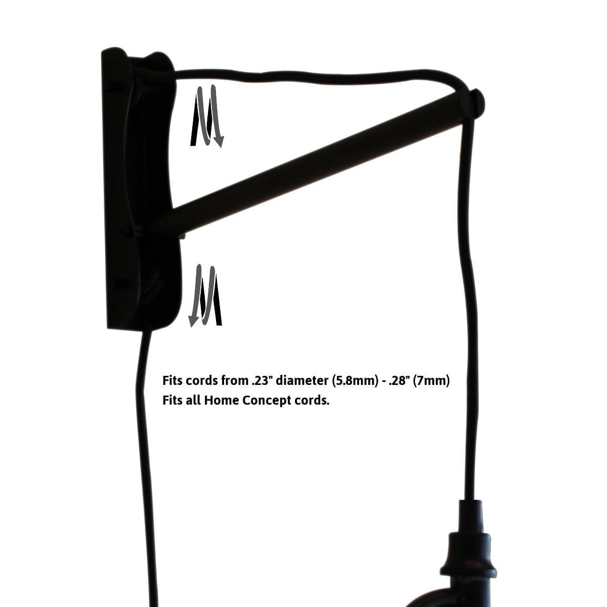 18"W MAST Plug-In Wall Mount Pendant 1 Light Black Cord/Arm Textured Oatmeal Shade
