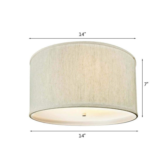 18"W Moderne Flush Mount Conversion Kit  Textured Oatmeal  Shallow Drum Lampshade