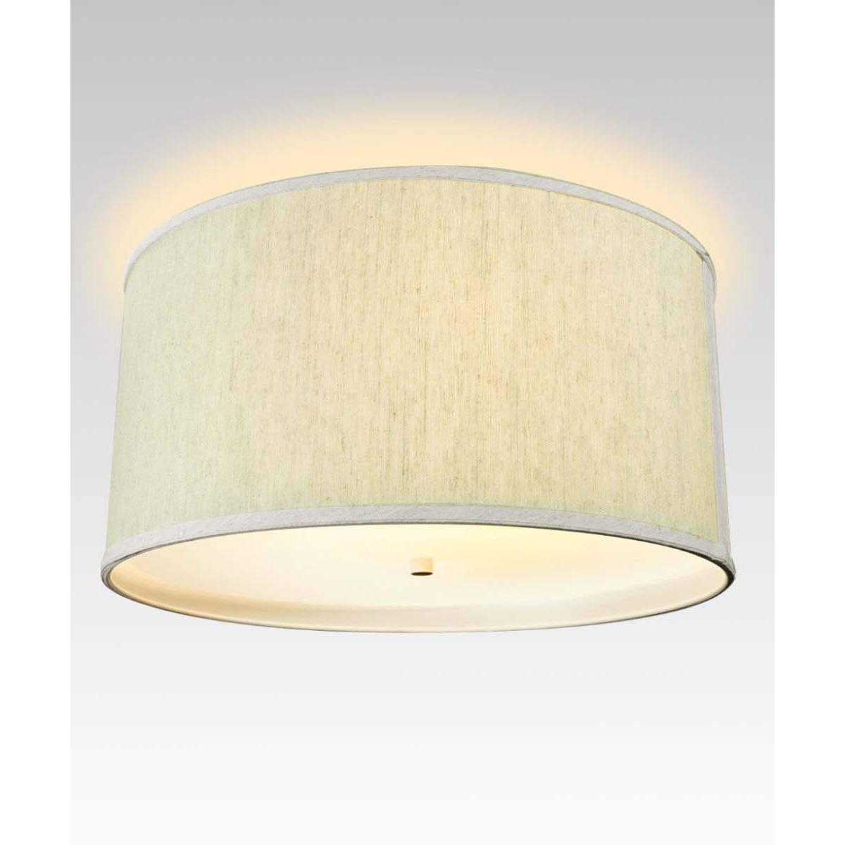18"W Moderne Flush Mount Conversion Kit  Textured Oatmeal  Shallow Drum Lampshade