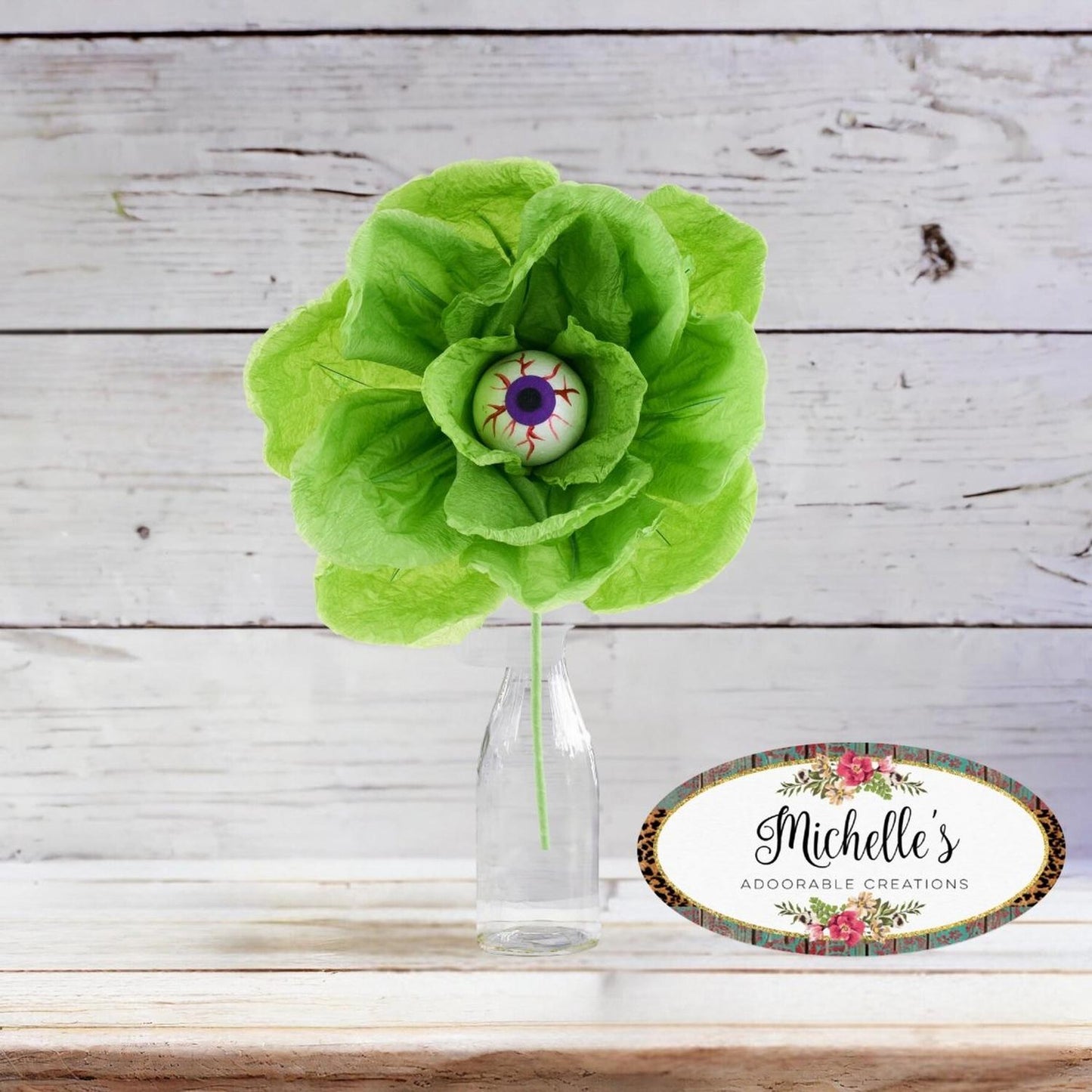 19" Paper Rose Eyeball Stem: Green