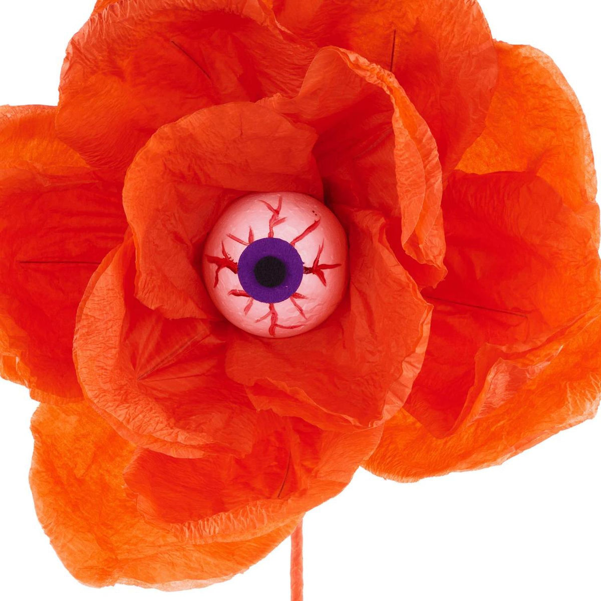 19" Paper Rose Eyeball Stem: Orange
