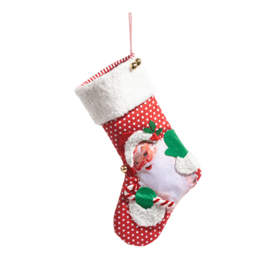 19" Retro Christmas Stocking SANTA