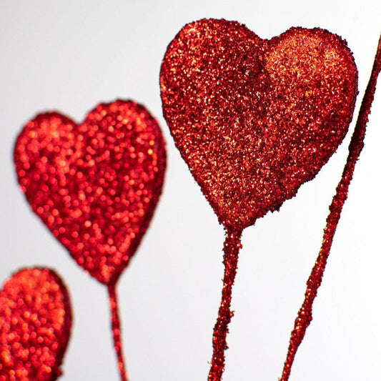 19" Glittered Heart Pick: Red