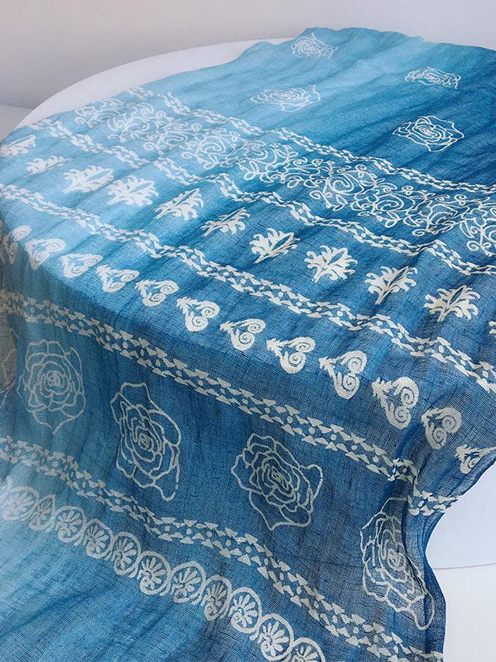 Artisanal 100% Linen Wax-Dyed Scarf