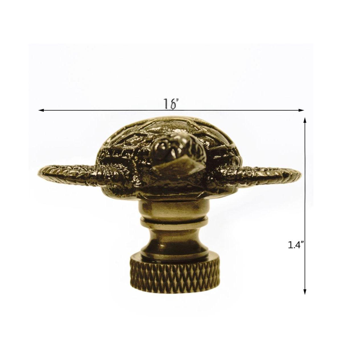 1.4"H Antique Metal Sea Turtle Antique Brass Base Lamp Finial