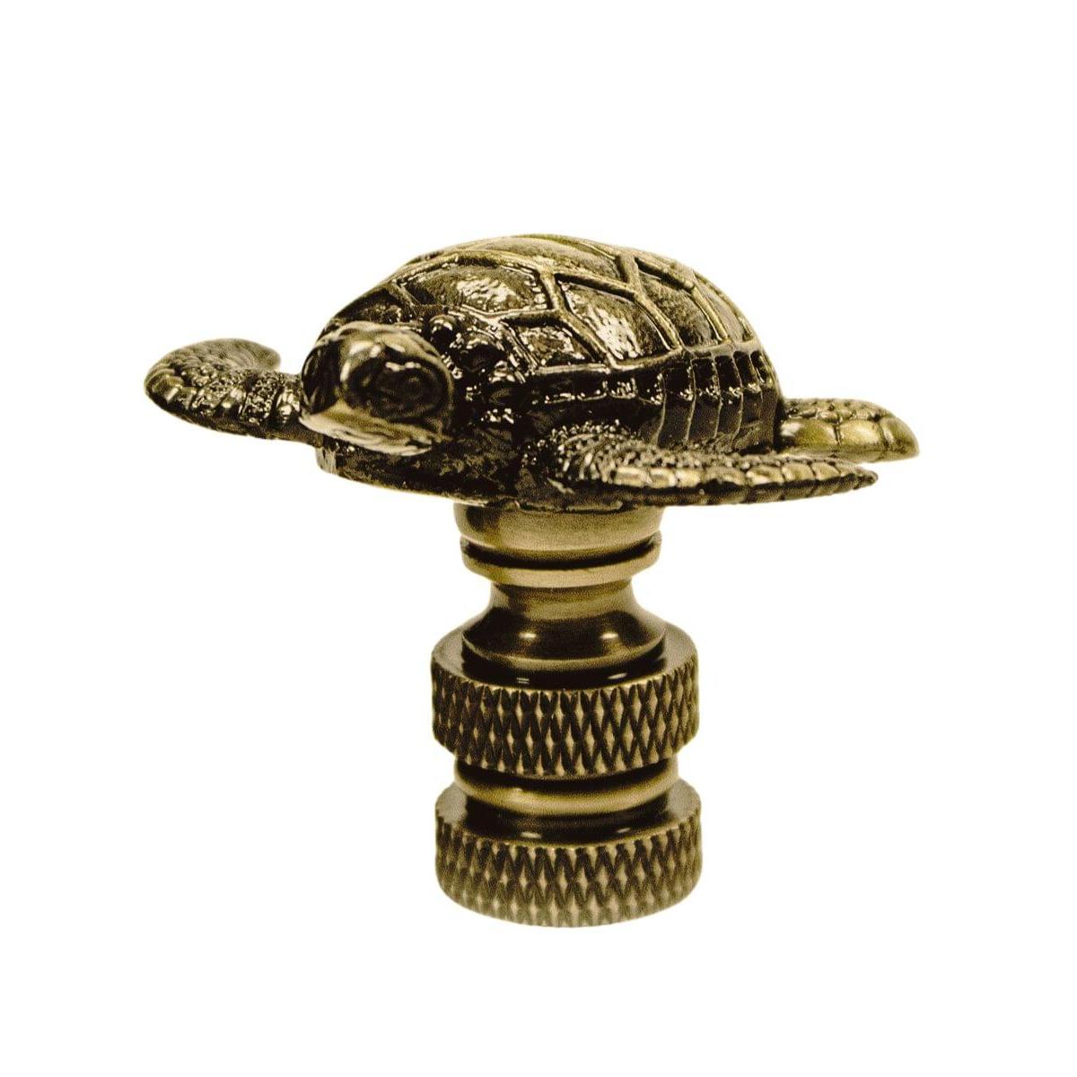 1.4"H Antique Metal Sea Turtle Antique Brass Base Lamp Finial