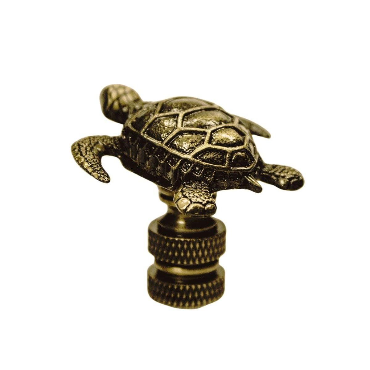 1.4"H Antique Metal Sea Turtle Antique Brass Base Lamp Finial