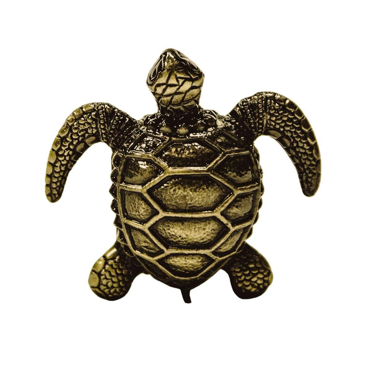 1.4"H Antique Metal Sea Turtle Antique Brass Base Lamp Finial