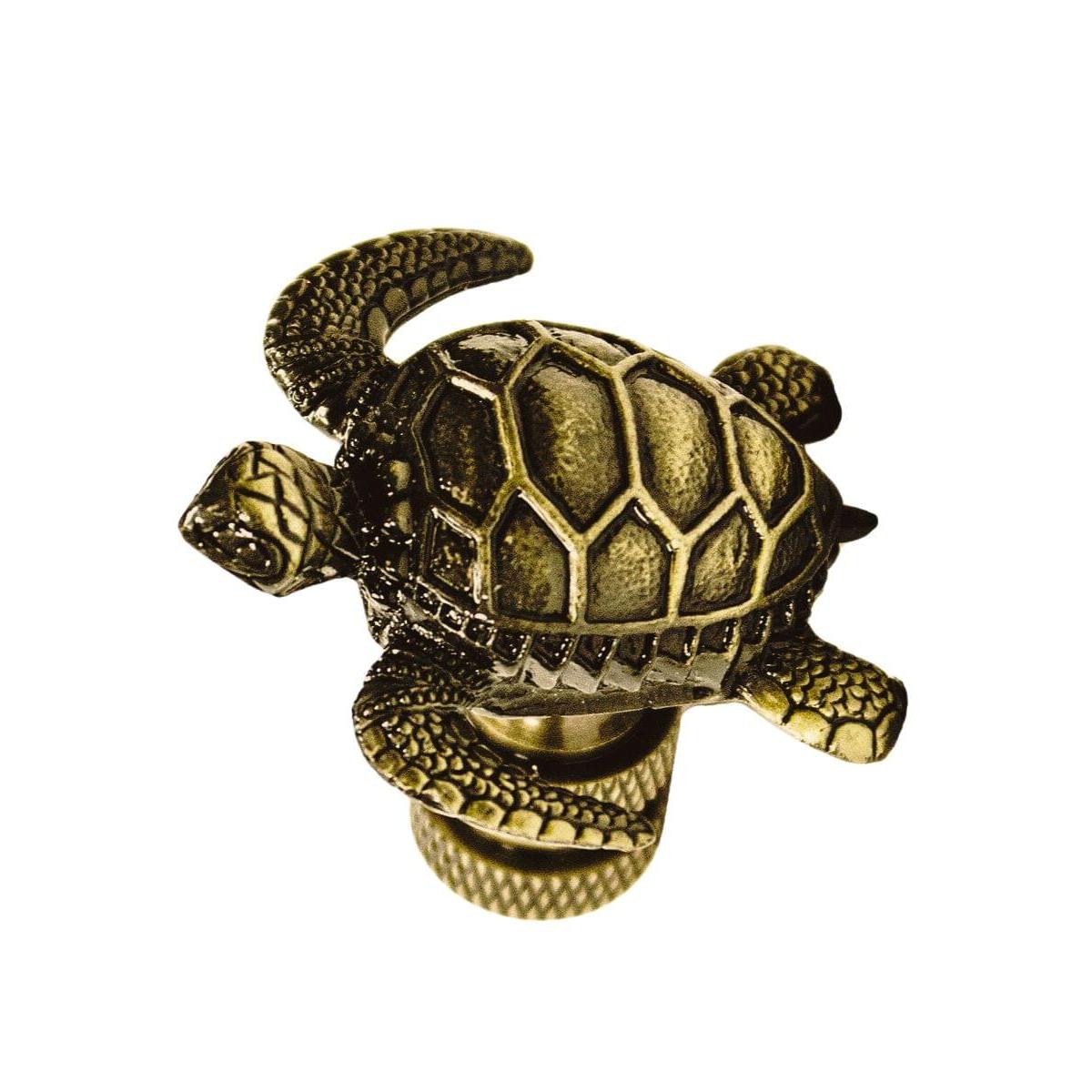1.4"H Antique Metal Sea Turtle Antique Brass Base Lamp Finial
