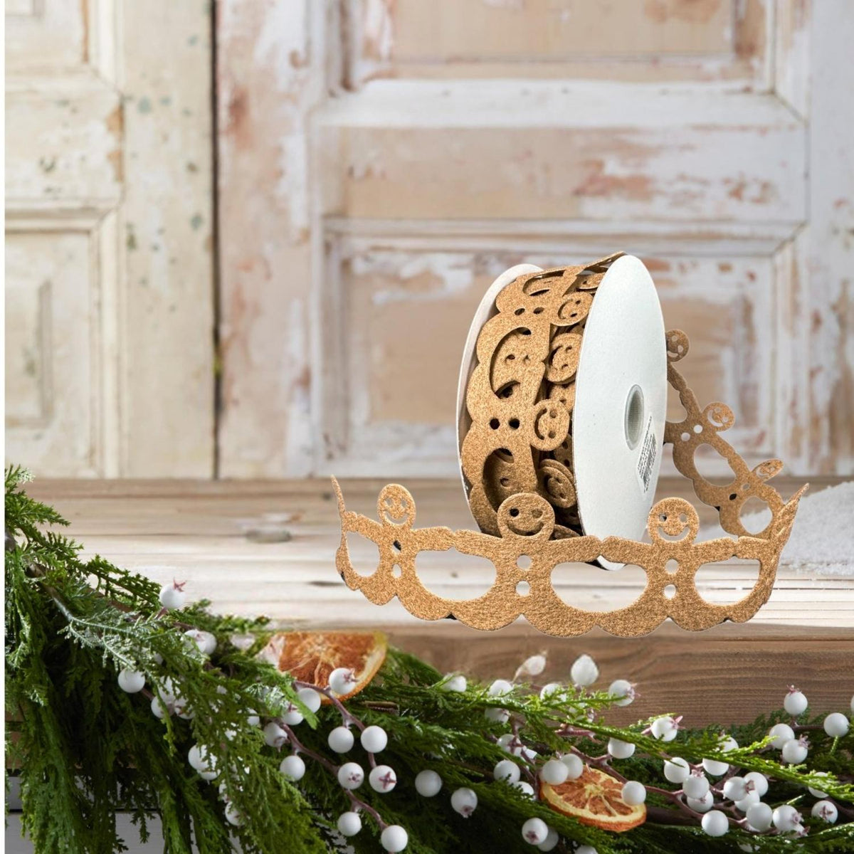1.5" Gingerbread Man Shaped Ribbon: Brown (10 Yards)