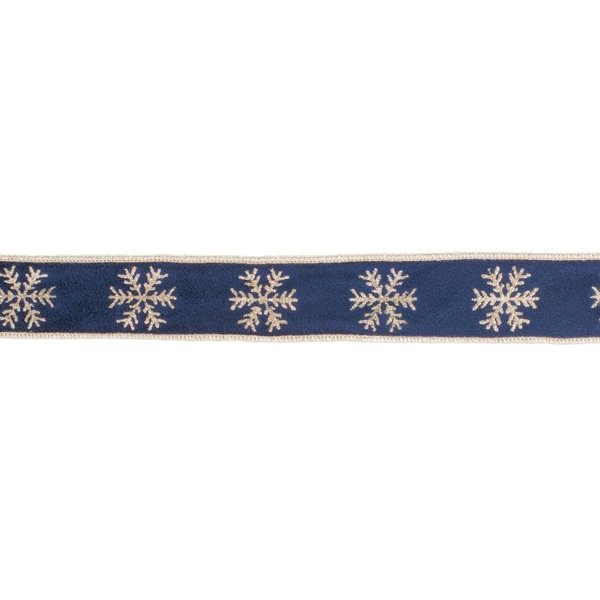 1.5" Gold Snowflake Ribbon: Blue (5 Yards)