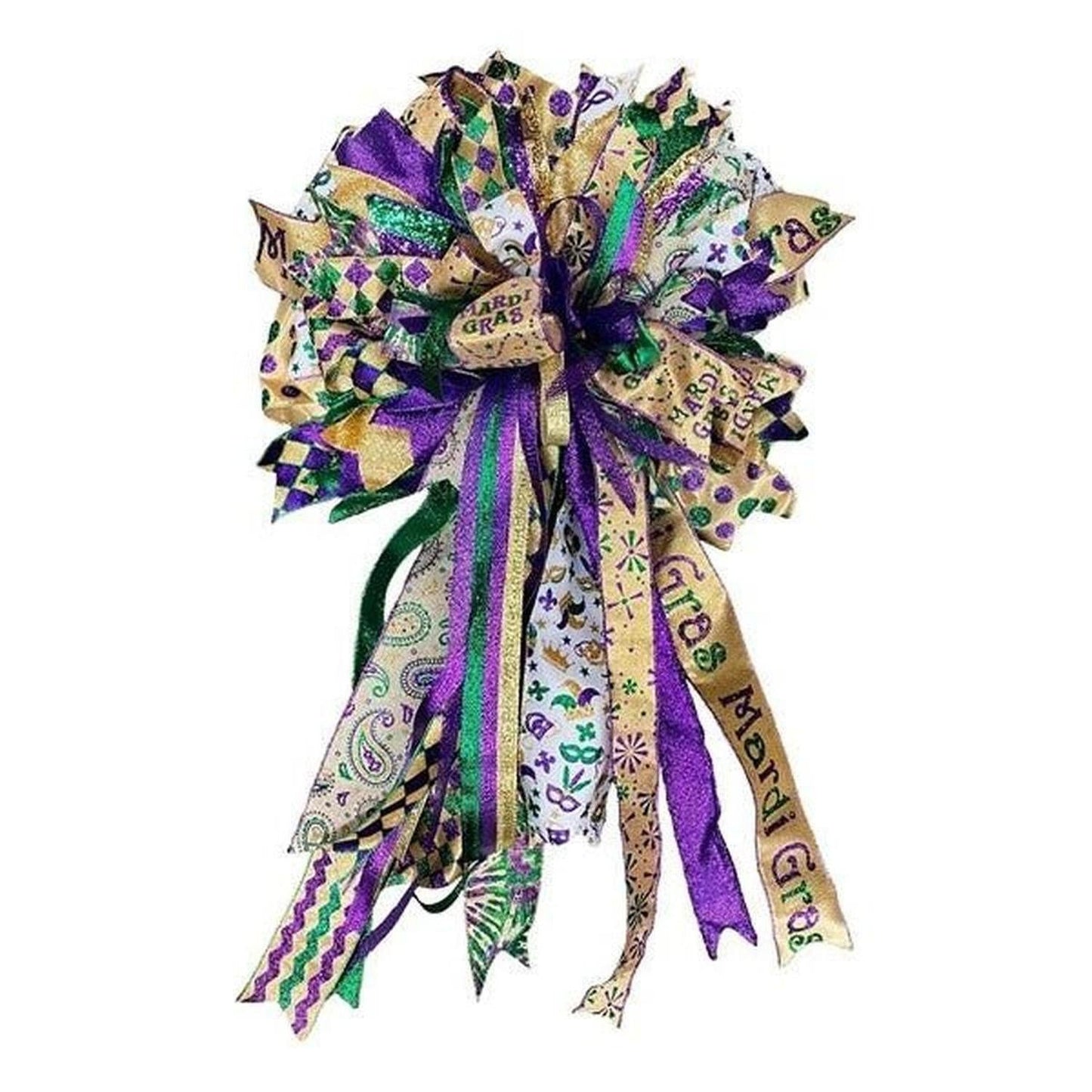 1.5" Harlequin Glitter Diamond Ribbon:  Mardi Gras (10 Yards)