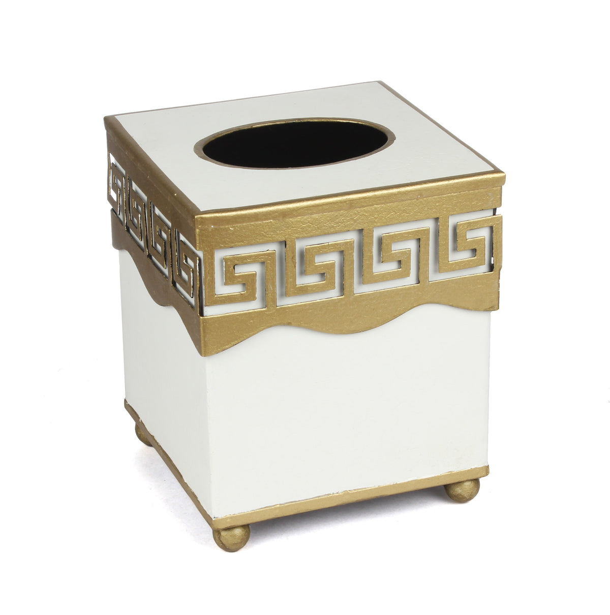 Ivory Greek Key Wastepaper Basket & Tissue (2 Options)