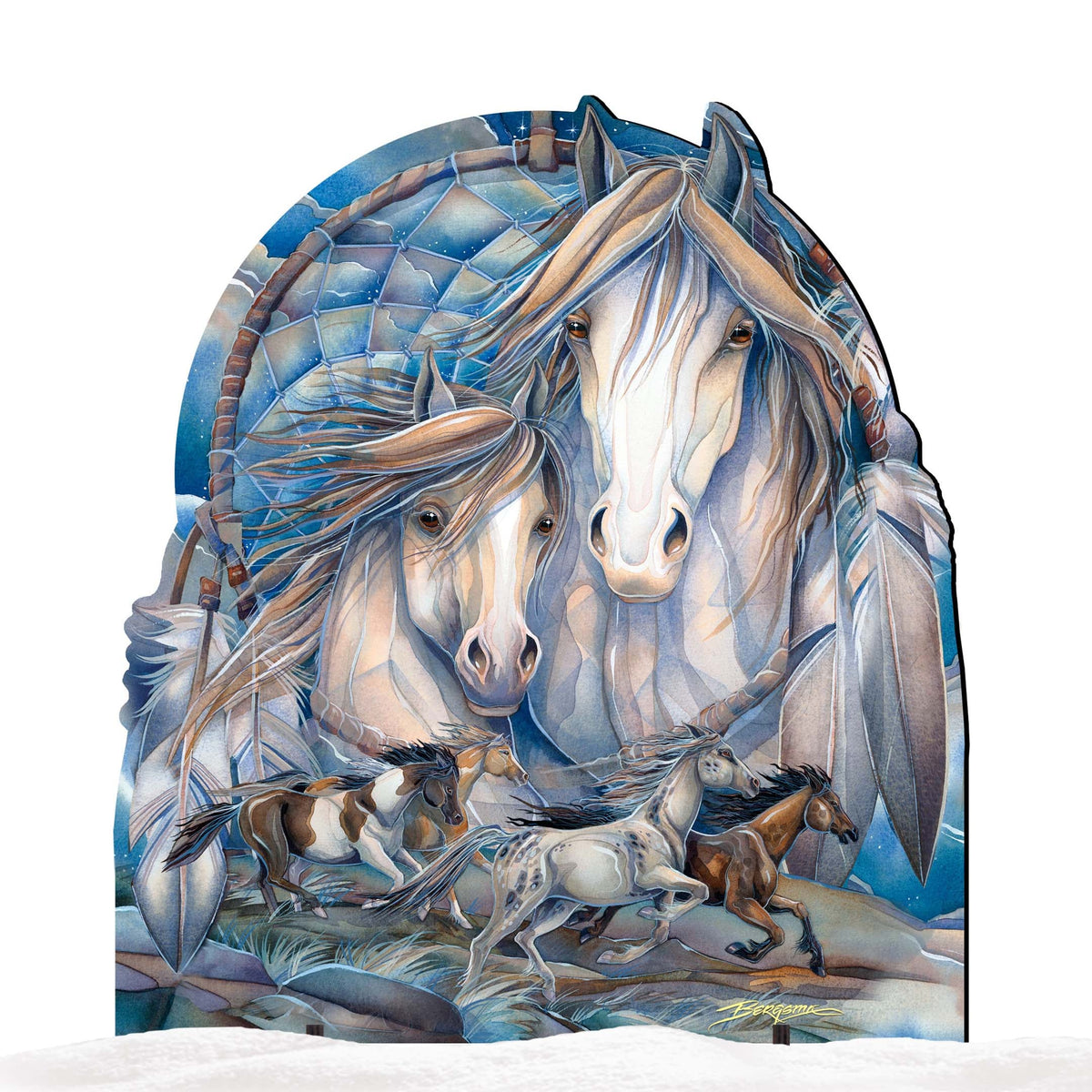 Mustangs Dream Catcher Journey Wildlife Outdoor Decor by J. Bergsma - Wildlife Holiday Decor - 8591637F-JB
