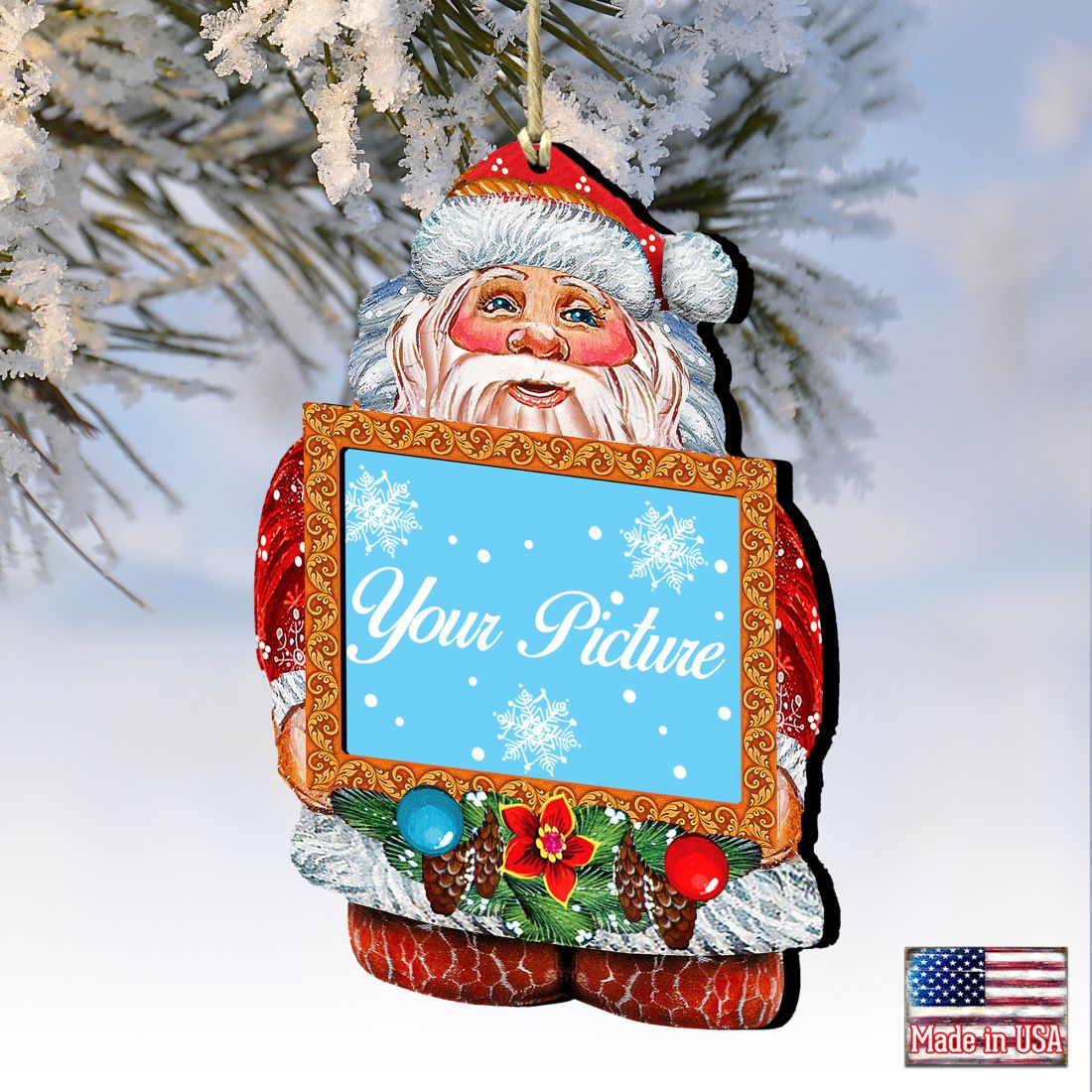 Santa Christmas Picture Frame Ornaments - Ornament for Photo - Christmas Santa Snowman Decor - 8117808PF