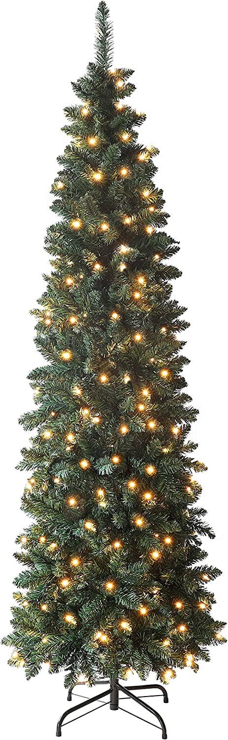 6.5ft Pre-lit Pencil Christmas Tree, Warm White