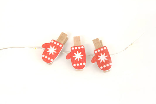Microdot Fairy Lights Decorative Ambient Lighting Battery Operated 20 LED Copper Wire with 10 LED Wood Gloves Clips