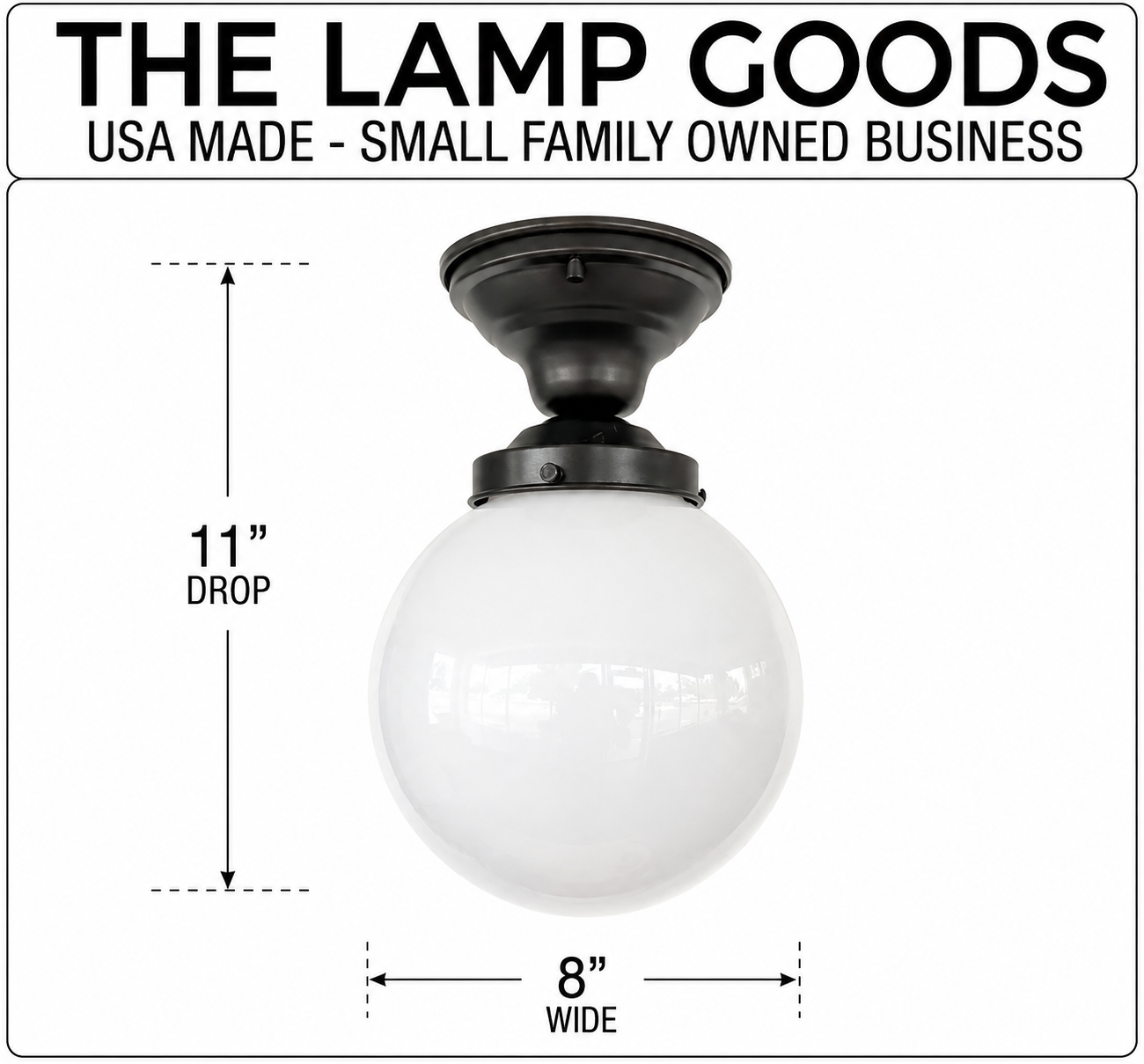 Milk Glass Globe Ceiling Light | 8"