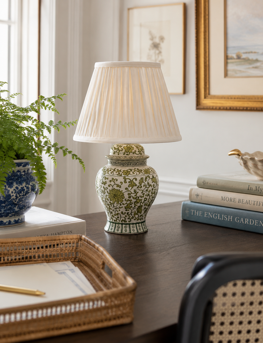 a lamp on a table