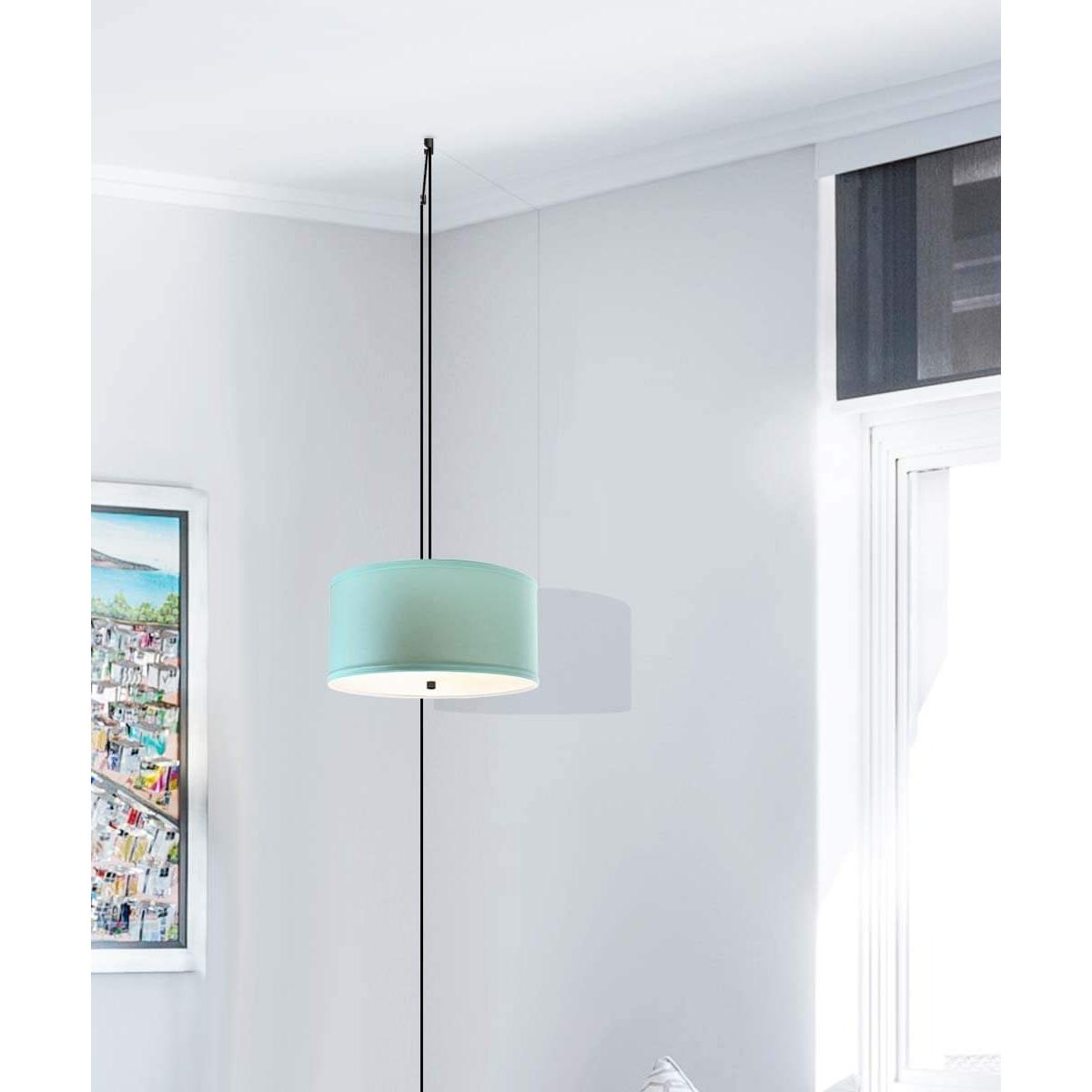 2 Light Swag Plug-In Pendant 14"w Island Paradise Blue with Diffuser, Black Cord