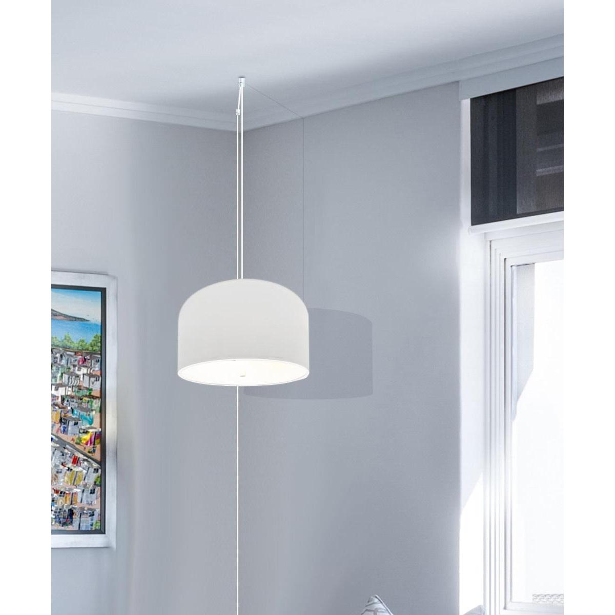 2 Light Swag Plug-In Pendant 14"w White Shade with Diffuser, White Cord