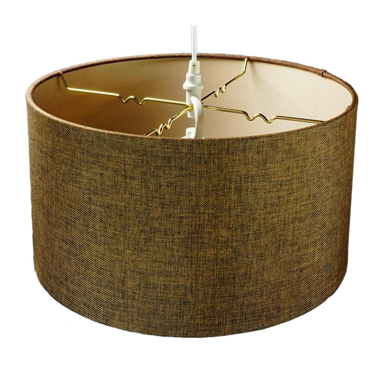 2 Light Swag Plug-In Pendant 18"w Chocolate Burlap with Diffuser, White Cord