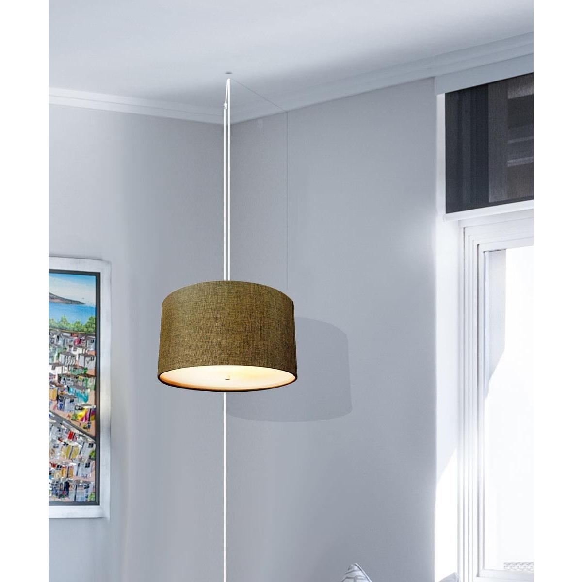 2 Light Swag Plug-In Pendant 18"w Chocolate Burlap with Diffuser, White Cord