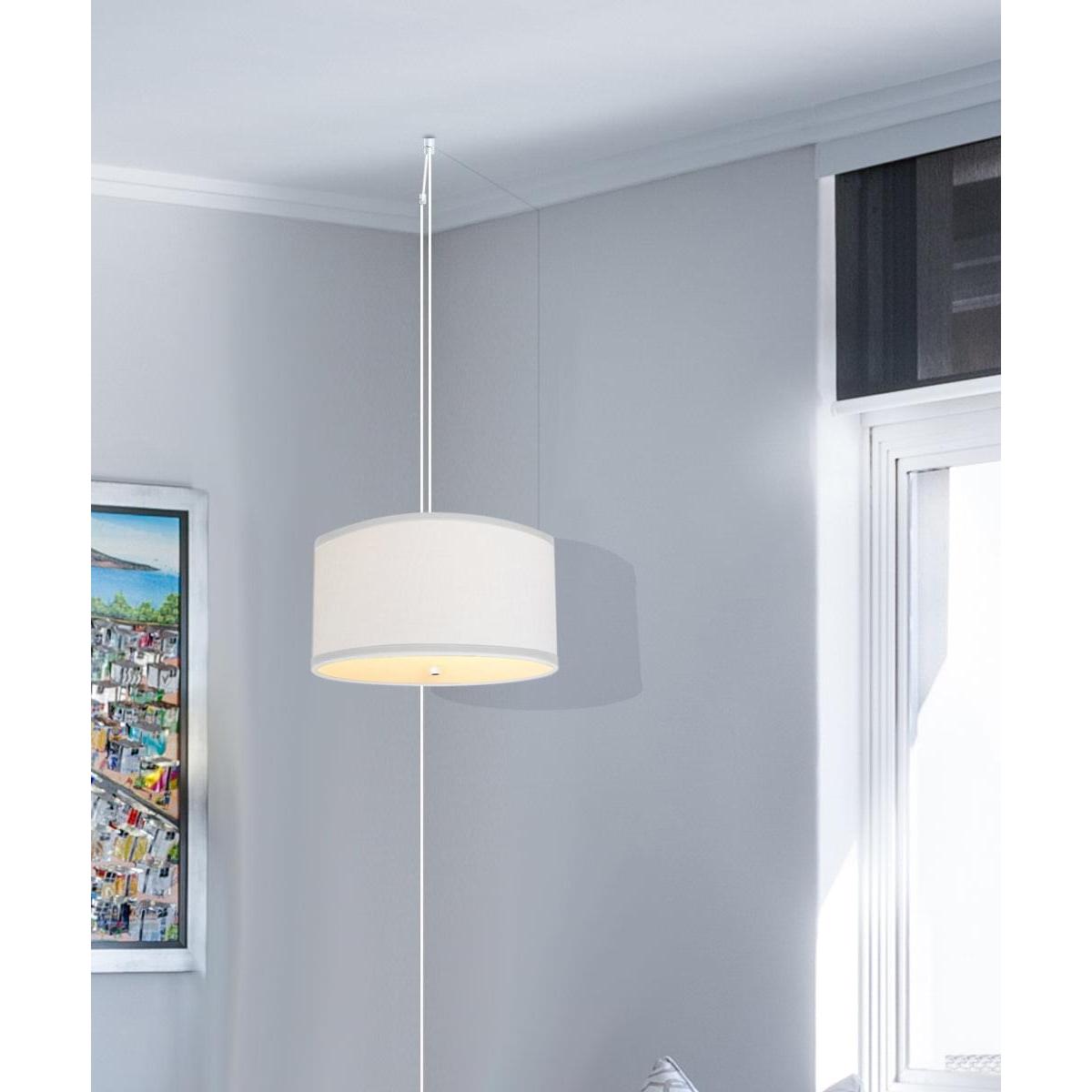 2 Light Swag Plug-In Pendant 18"w White Linen with Diffuser, White Cord