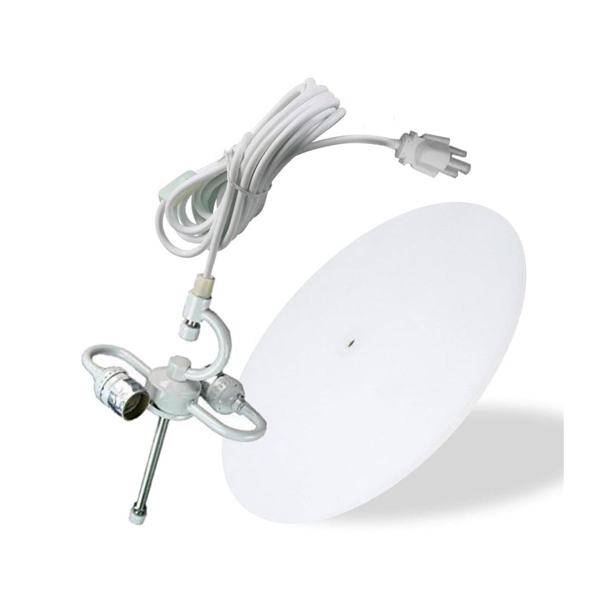 2 Light Swag Plug-In Pendant 18"w White Linen with Diffuser, White Cord