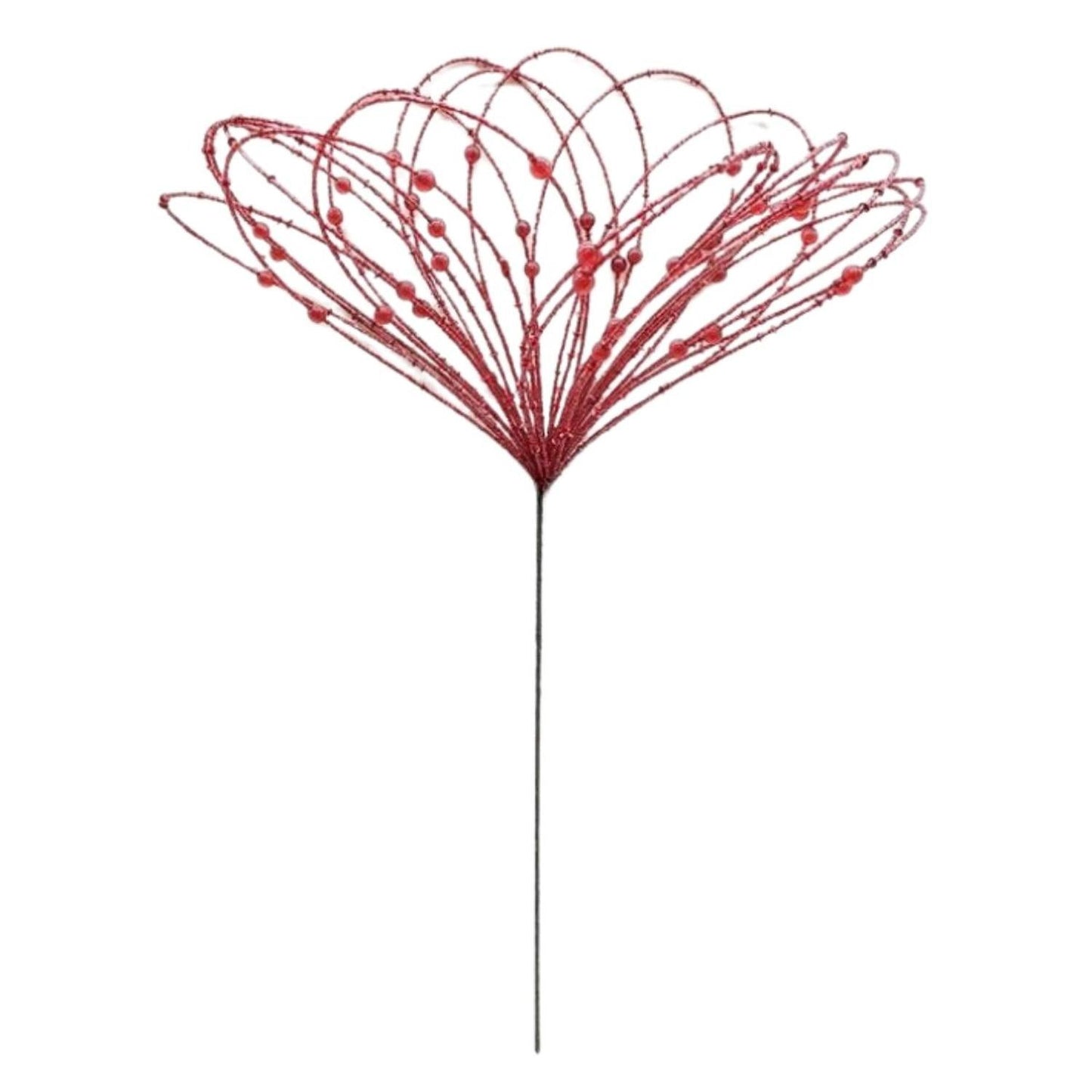 20" Beaded Jewel Flower Burst Stem: Red