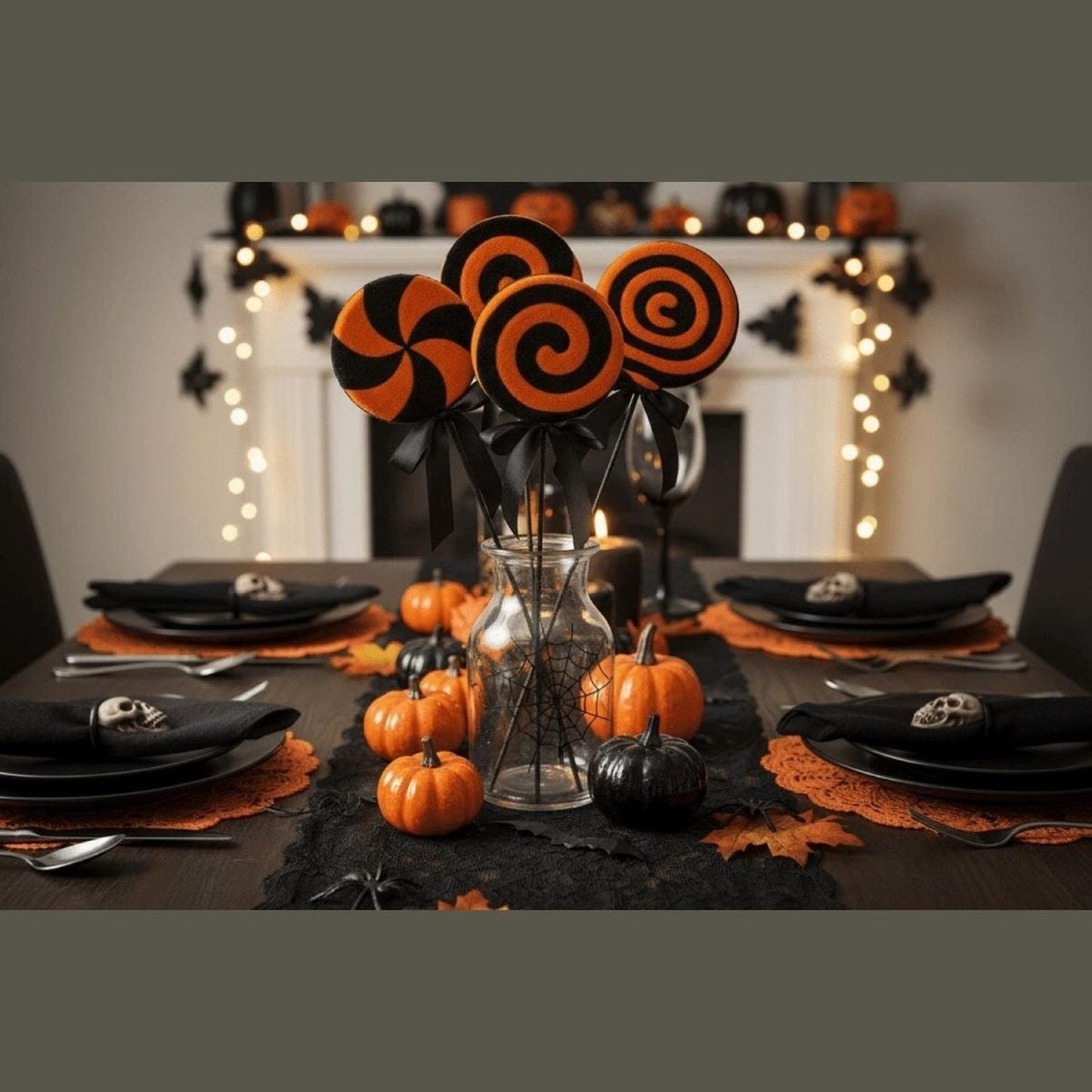 20" Velvet Stripe Halloween Lollipop (Asst of 2)
