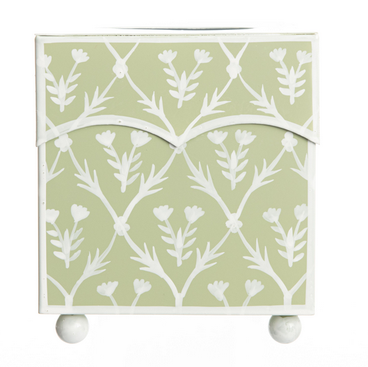 Pale Green & White Tulip Wastepaper Basket & Tissue (2 Options)
