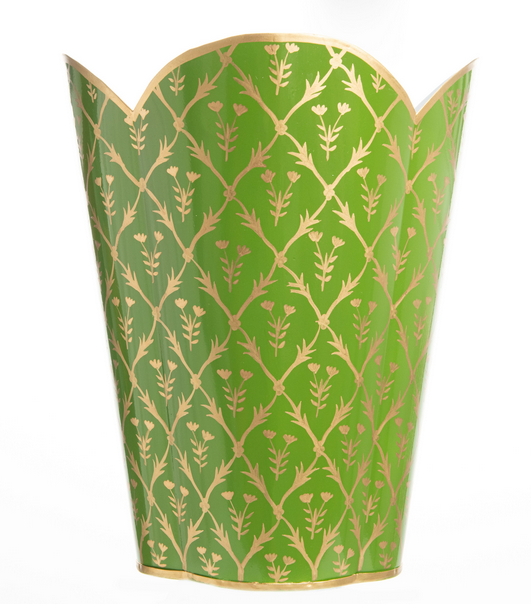 Moss Green & Gold Tulip Wastepaper Basket & Tissue (2 Options)