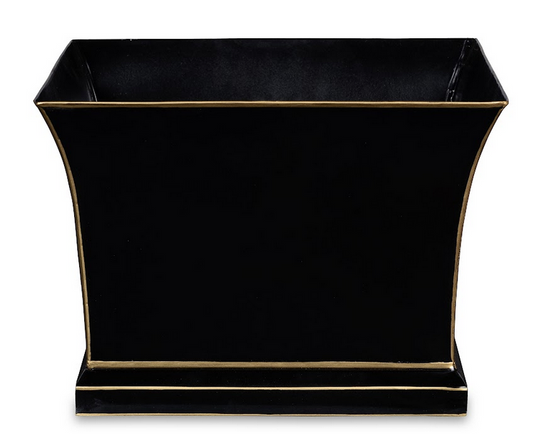 a black and gold rectangular container